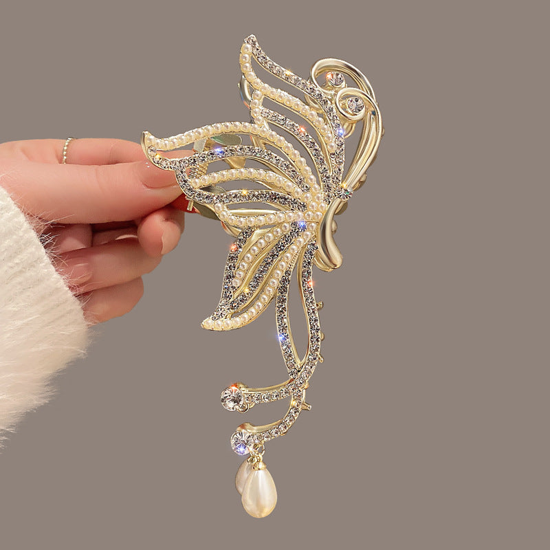 Large Rhinestone Pearl Grip Women