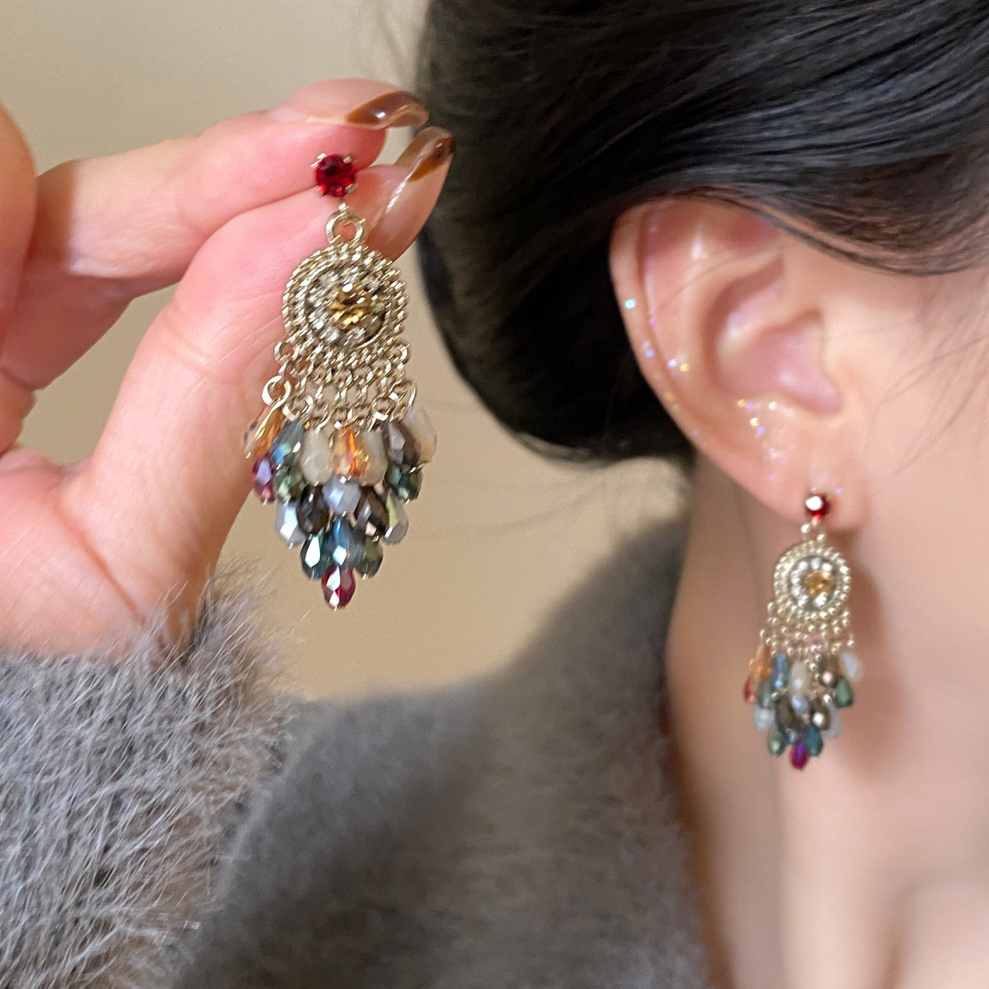 Bohemian Red For Women Zircon Earrings