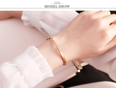 Titanium Steel Ip Vacuum Electroplating Jewelry Bracelet Rose Gold Stainless Steel U-Shaped Opening One Size All-Match Bracelet For Men And Women