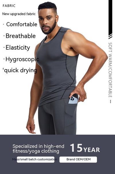 Sports Vest Men's Tight Bottoming Sleeveless Workout Clothes Violently Sweat Training Running Quick-drying