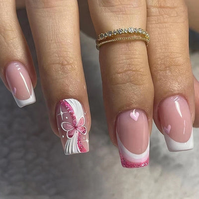 Purple French Armor Pattern Nails French