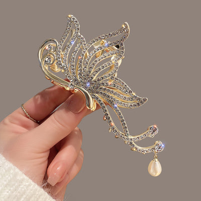 Large Rhinestone Pearl Grip Women