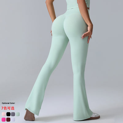 Cross-border Peach Bell Pants Women's Yoga Pants High Waist Hip-lifting Tight Pants Wide-leg Pants Quick-drying Running Sports Pants For Women