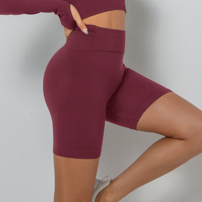 Seamless Peach Pleated Hip Lifting Tight Sports Yoga Shorts