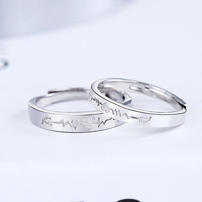 Heartbeat Couple Ring Sterling Silver Jewelry For Men And Women