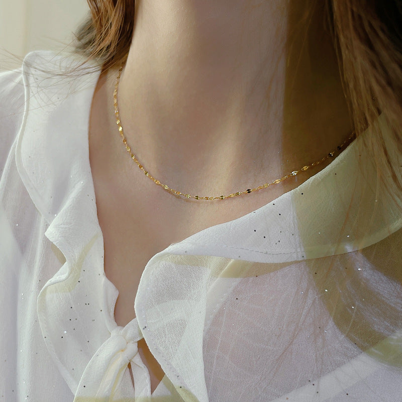 Without Pendants Non-fading Trendy Golden Petal Choker Necklace For Women