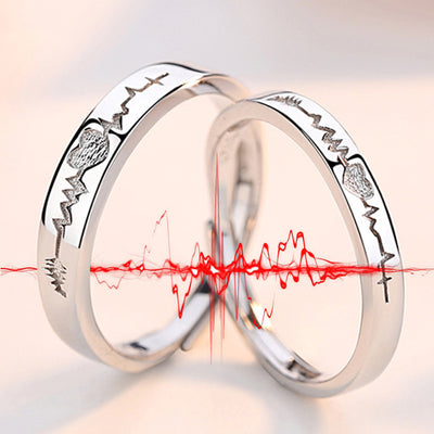 Heartbeat Couple Ring Sterling Silver Jewelry For Men And Women