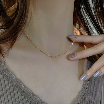 Without Pendants Non-fading Trendy Golden Petal Choker Necklace For Women